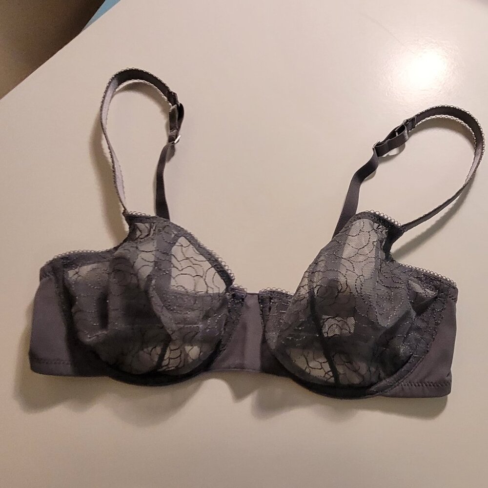 La Perla Studio Lace Underwire Gray Bra Size US 32B / EU 70B